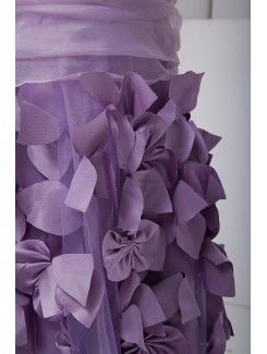 Organza Strapless Sheath Floor Length Bow Prom Dress