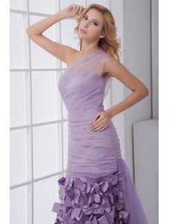 Organza Strapless Sheath Floor Length Bow Prom Dress