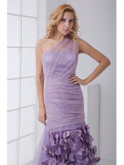 Organza Strapless Sheath Floor Length Bow Prom Dress