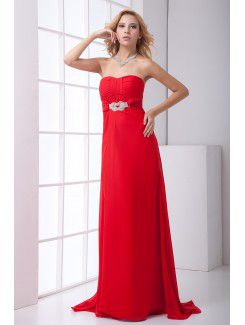 Chiffon Sweetheart Empire line Sweep Train Sash Prom Dress