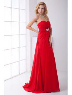 Chiffon Sweetheart Empire line Sweep Train Sash Prom Dress