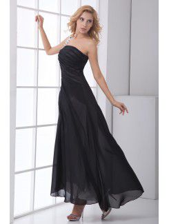 Chiffon Strapless Sheath Ankle-Length Sequins Prom Dress