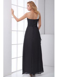 Chiffon Strapless Sheath Ankle-Length Sequins Prom Dress