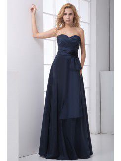 Taffeta Sweetheart Corset Floor Length Hand-made Flower and Sash Prom Dress