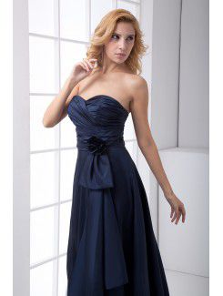 Taffeta Sweetheart Corset Floor Length Hand-made Flower and Sash Prom Dress