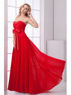 Chiffon Sweetheart Column Floor Length Sash and Bow Prom Dress