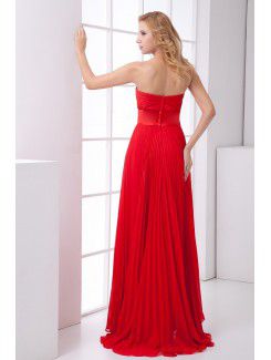 Chiffon Sweetheart Column Floor Length Sash and Bow Prom Dress