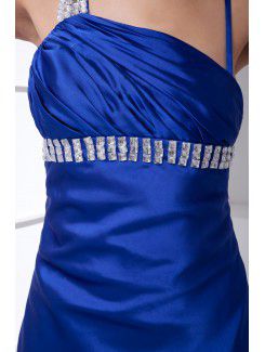 Satin Asymmetrical Sheath Sweep Train Sequins Prom Dress