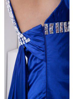 Satin Asymmetrical Sheath Sweep Train Sequins Prom Dress