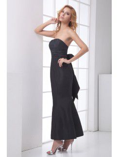 Satin Strapless Sheath Ankle-Length Prom Dress