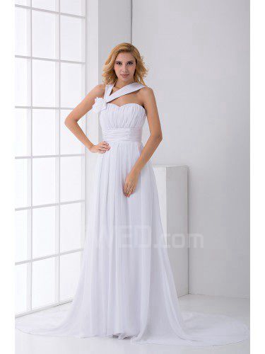 Chiffon Sweetheart Corset Floor Length Hand-made Flower and Sash Prom Dress