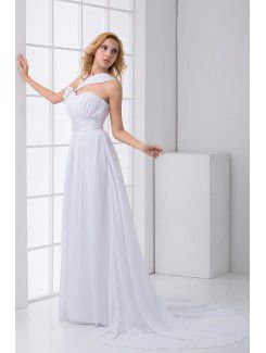 Chiffon Sweetheart Corset Floor Length Hand-made Flower and Sash Prom Dress