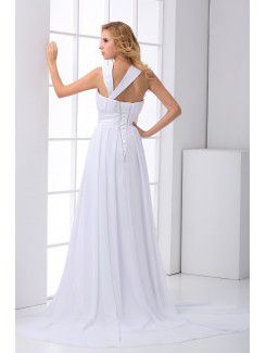 Chiffon Sweetheart Corset Floor Length Hand-made Flower and Sash Prom Dress