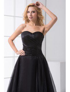 Organza Sweetheart Column Ankle-Length Embroidered Prom Dress