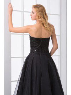 Organza Sweetheart Column Ankle-Length Embroidered Prom Dress