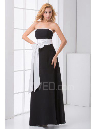 Chiffon strapless kolom vloer lengte sjerp galajurk