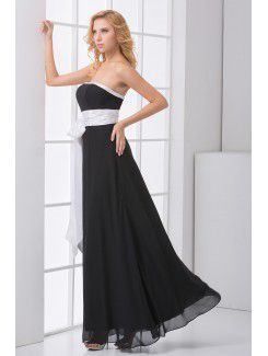 Chiffon Strapless Column Floor Length Sash Prom Dress