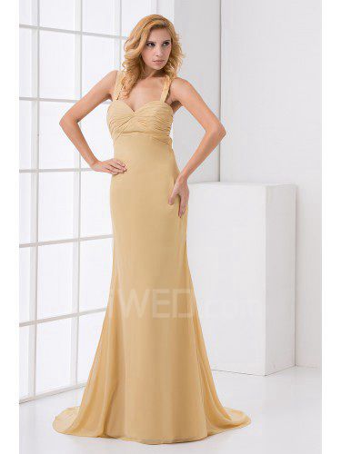 Chiffon Sweetheart Column Sweep Train Prom Dress