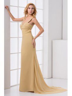 Chiffon Sweetheart Column Sweep Train Prom Dress