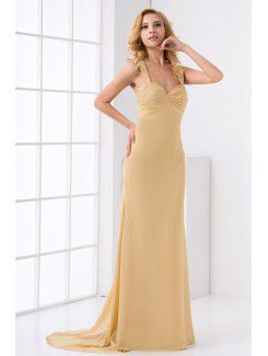 Chiffon Sweetheart Column Sweep Train Prom Dress