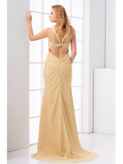 Chiffon Sweetheart Column Sweep Train Prom Dress