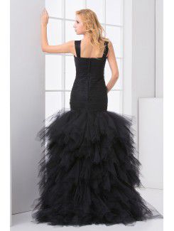 Net Sweetheart Sheath Floor Length Crisscross Ruched Prom Dress