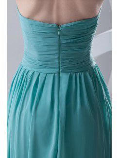 Chiffon Strapless Column Floor Length Crisscross Ruched Prom Dress