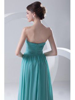 Chiffon Strapless Column Floor Length Crisscross Ruched Prom Dress