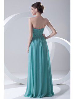 Chiffon Strapless Column Floor Length Crisscross Ruched Prom Dress