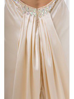 Satin Sweetheart Column Sweep Train Embroidered Prom Dress