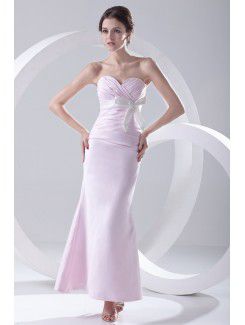 Satin Sweetheart Sheath Ankle-Length Crisscross Ruched Prom Dress