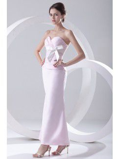 Satin Sweetheart Sheath Ankle-Length Crisscross Ruched Prom Dress