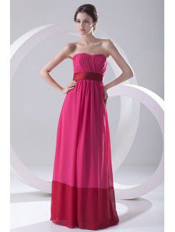 Chiffon Sweetheart Column Floor Length Sash Prom Dress