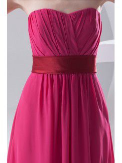 Chiffon Sweetheart Column Floor Length Sash Prom Dress