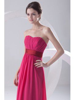 Chiffon Sweetheart Column Floor Length Sash Prom Dress