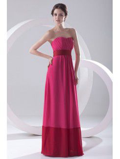 Chiffon Sweetheart Column Floor Length Sash Prom Dress