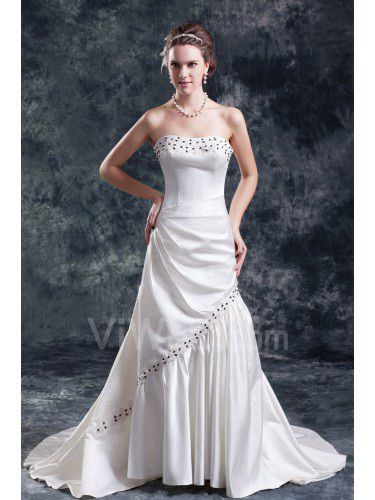 Raso scoop sweep treno guaina abito da sposa tallone