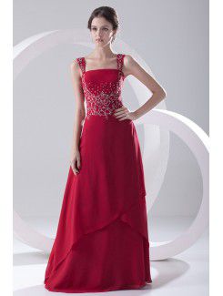 Chiffon trägerlosen a-linie bodenlange bestickte ballkleid