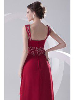 Chiffon Strapless A-line Floor Length Embroidered Prom Dress