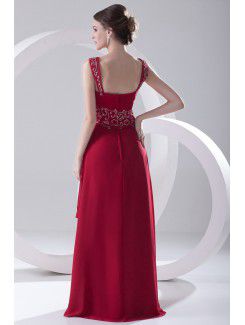 Chiffon Strapless A-line Floor Length Embroidered Prom Dress