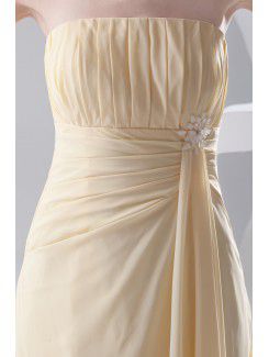 Chiffon Strapless Column Floor Length Prom Dress