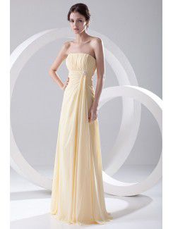 Chiffon Strapless Column Floor Length Prom Dress