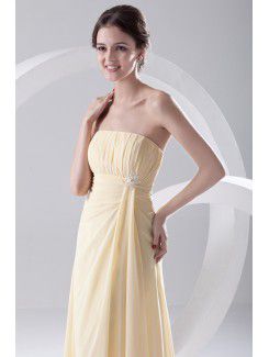 Chiffon Strapless Column Floor Length Prom Dress