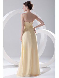 Chiffon Strapless Column Floor Length Prom Dress