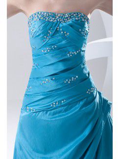 Chiffon Strapless A-line Floor Length Embroidered and Sequins Prom Dress