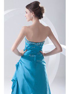 Chiffon Strapless A-line Floor Length Embroidered and Sequins Prom Dress