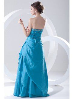 Chiffon Strapless A-line Floor Length Embroidered and Sequins Prom Dress