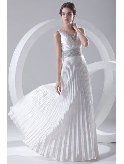 Satin V-Neckline Column Floor Length Sash Prom Dress