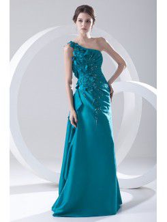 Taffeta Asymmetrical A-line Floor Length Embroidered Prom Dress