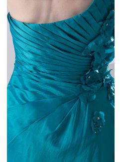 Taffeta Asymmetrical A-line Floor Length Embroidered Prom Dress